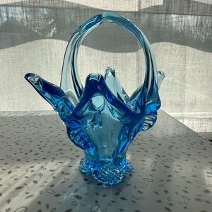 Hand Blown Chalet Art Glass Basket